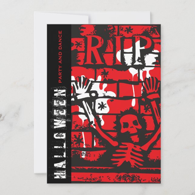 Invitation R.I.P Blood & Chain Skeleton Effrayant Halloween P (Devant)