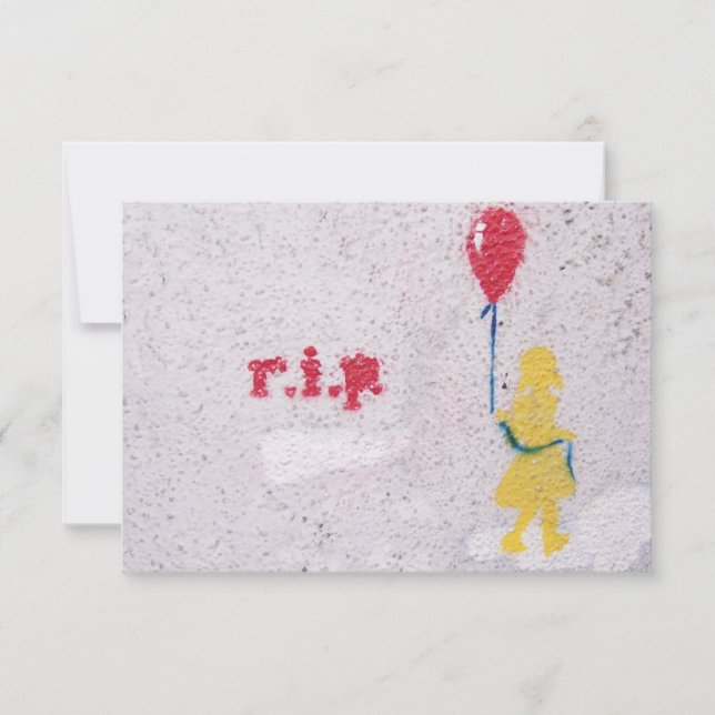 Invitation r.i.p. stencil : fille avec le ballon rouge (Devant)
