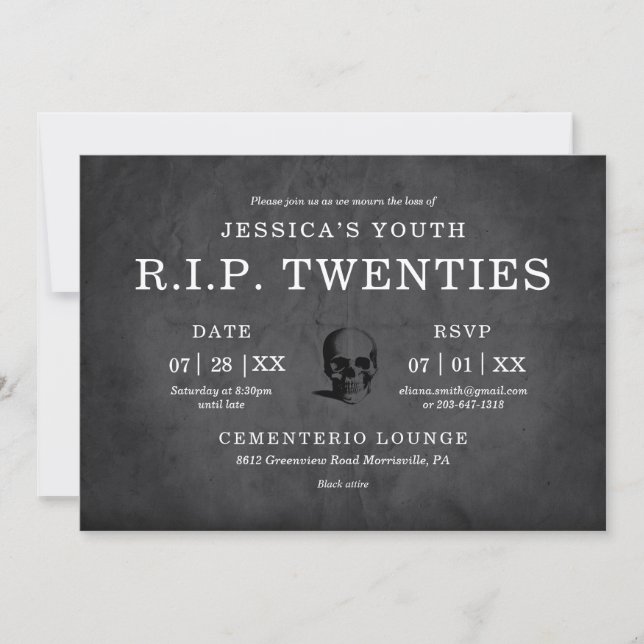 Invitation R.I.P Vingt ans (Devant)