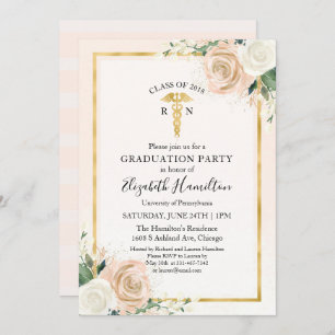 Invitation R N Médicale Nuring School Graduation Party Floral