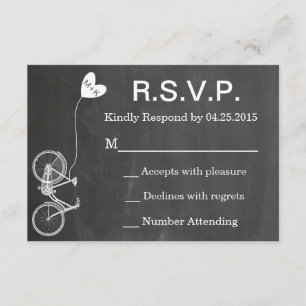 Invitation R.S.V.P. Chalkboard Wedding Inviter Bike and Heart