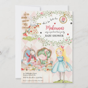 Invitation Rabbit Alice Adeventures dans le Baby shower Wonde