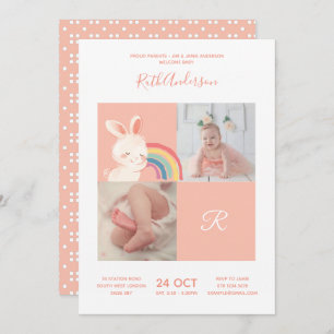 Invitation Rabbit ・ Alphabet Monogramme Baby shower mûr