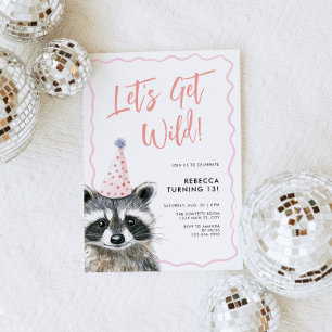 Invitation Raccoon Casquette Fête Faisons un Anniversaire Sau