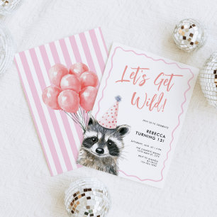 Invitation Raccoon Casquette Fête Faisons un Anniversaire Sau