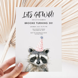 Invitation Raccoon Party Casquette Woodland Anniversaire