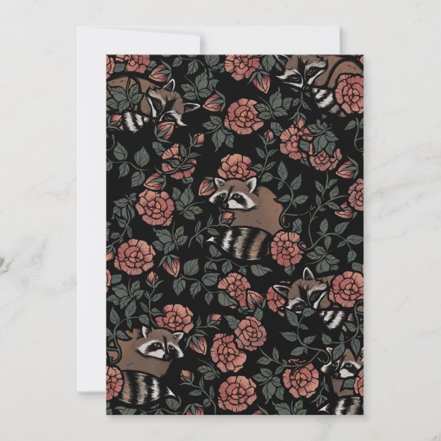 Invitation Raccoons Rose vintage Dusty (Devant)