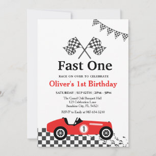 Invitation Race Car 1er Anniversaire, Fête d'anniversaire