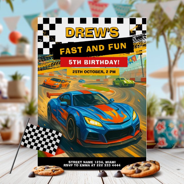 Invitation Race Car Anniversaire Design (Créateur téléchargé)