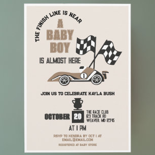 Invitation Race Car Baby shower sportif Boy