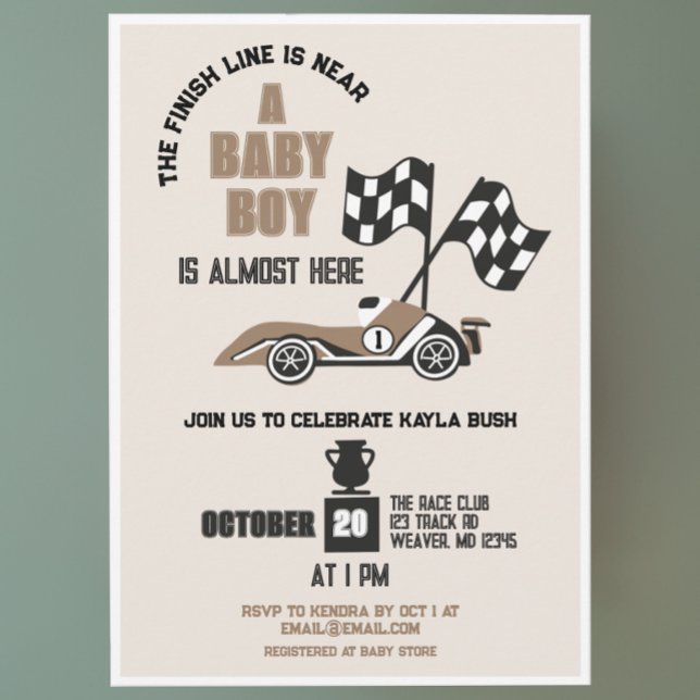 Invitation Race Car Baby shower sportif Boy (Créateur téléchargé)