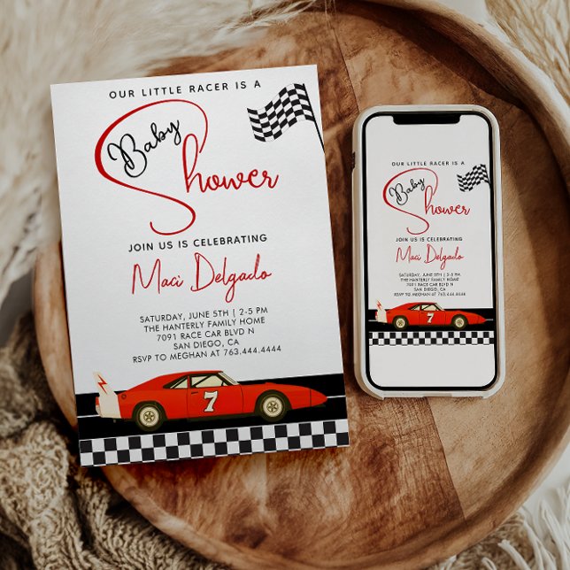 Invitation Race Car Boy Baby Shower |Fast and Fun Baby Shower (Créateur téléchargé)
