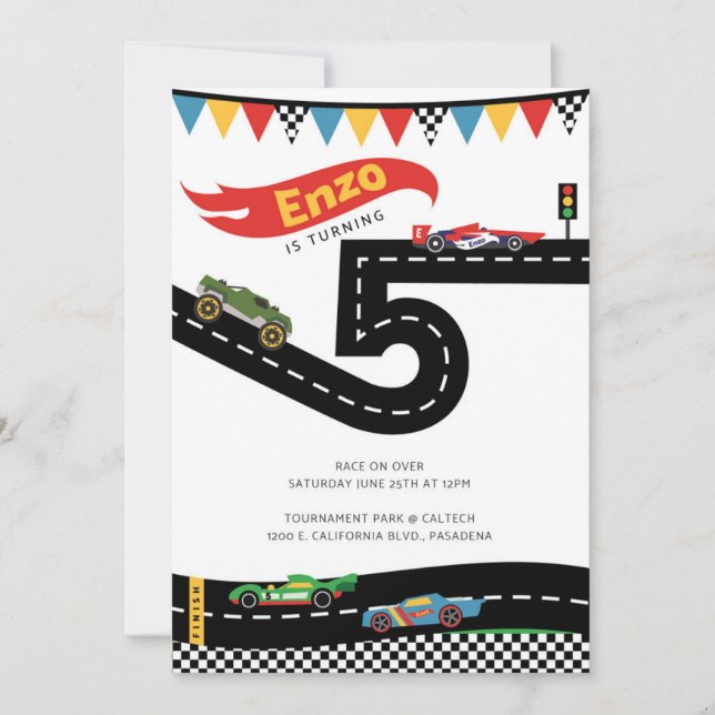 Invitation Race Car fête d'anniversaire (Devant)