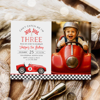 Invitation Race Car Red Racing Boy 3e anniversaire Photo