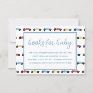Invitation Race Cars Blue Boy Baby Shower Books For Baby Card
