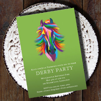 Invitation Racehorse de couleur Derby Party