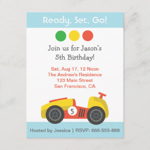 Invitation Racing Birthday Theme Party