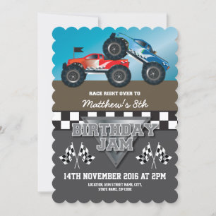 Invitation Racing Monster Jam Trucks Personnalisé Anniversair