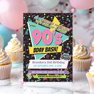 Invitation Rad 90s Memphis Style Anniversaire