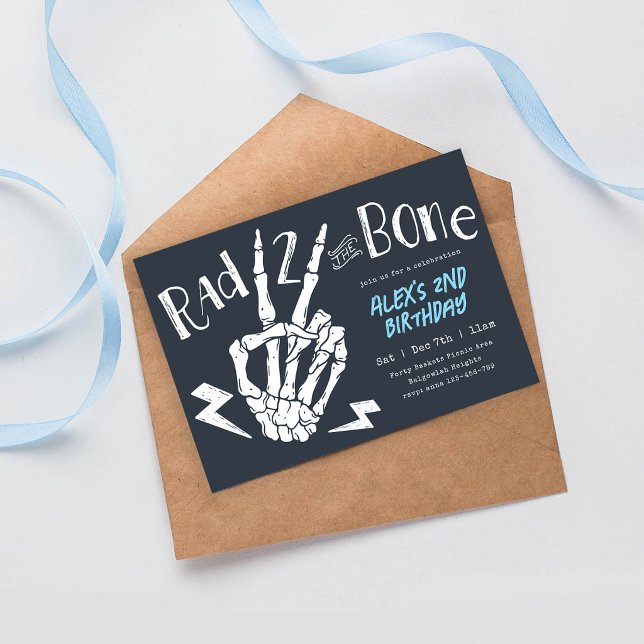 Invitation Rad TWO the Bone, Boys Halloween Second Birthday (Créateur téléchargé)