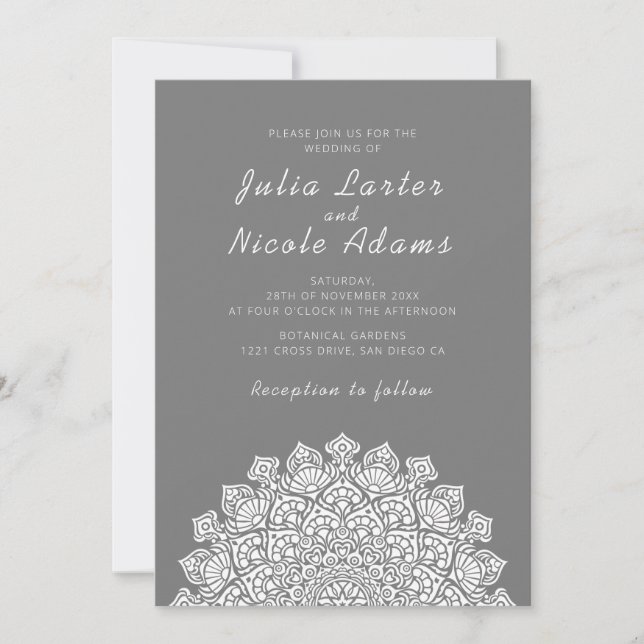 Invitation Radiant Airy Crescent Moon Mandala Wedding (Devant)