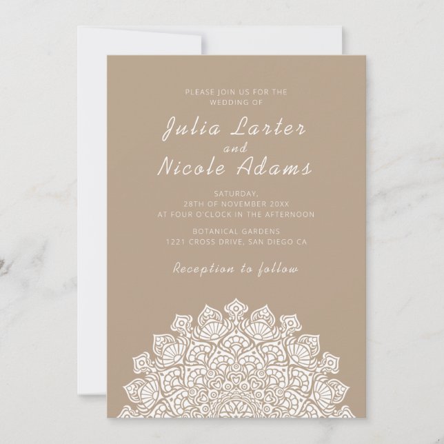 Invitation Radiant Airy Crescent Moon Mandala Wedding (Devant)