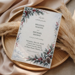 Invitation Rafraîchie Élégance hivernale de baie de verdure p