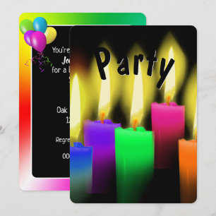 Invitation Rainbow Anniversaire Bougies Sur Noir