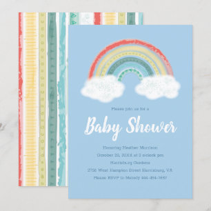 Invitation Rainbow Baby shower Blue Boy
