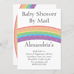 Invitation Rainbow Baby shower neutre par sexe par courrier