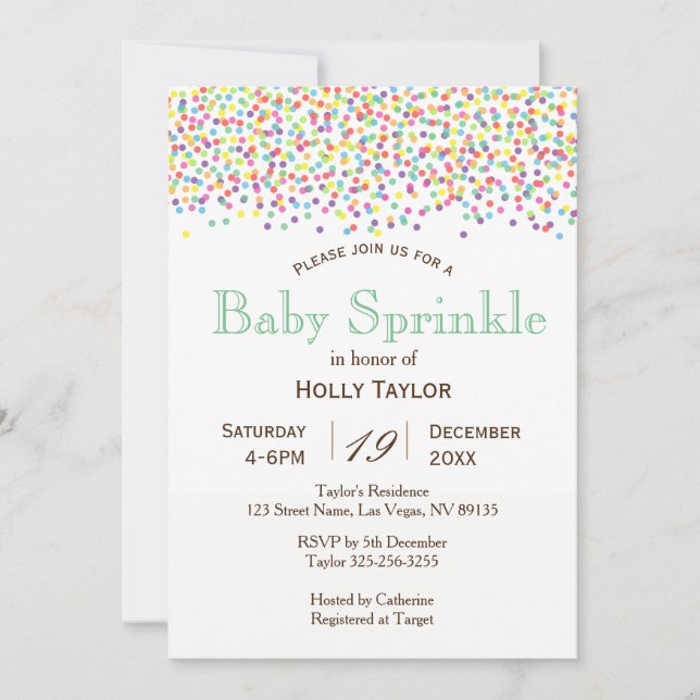 Invitation Rainbow Baby Sprinkle (Devant)