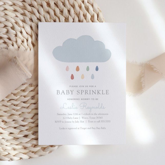 Invitation Rainbow Baby Sprinkle Pluie Baby shower nuageux (Créateur téléchargé)