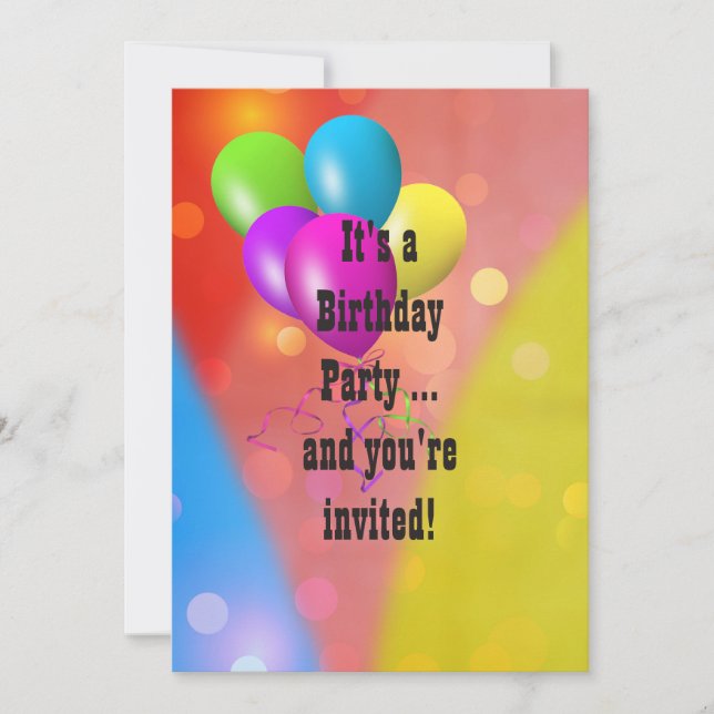 Invitation Rainbow Balloon Bokeh (Devant)