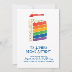 Invitation Rainbow Birthday Cake, Tous les âges Anniversaire