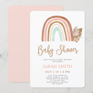 Invitation Rainbow Blush rose boho fille Baby shower