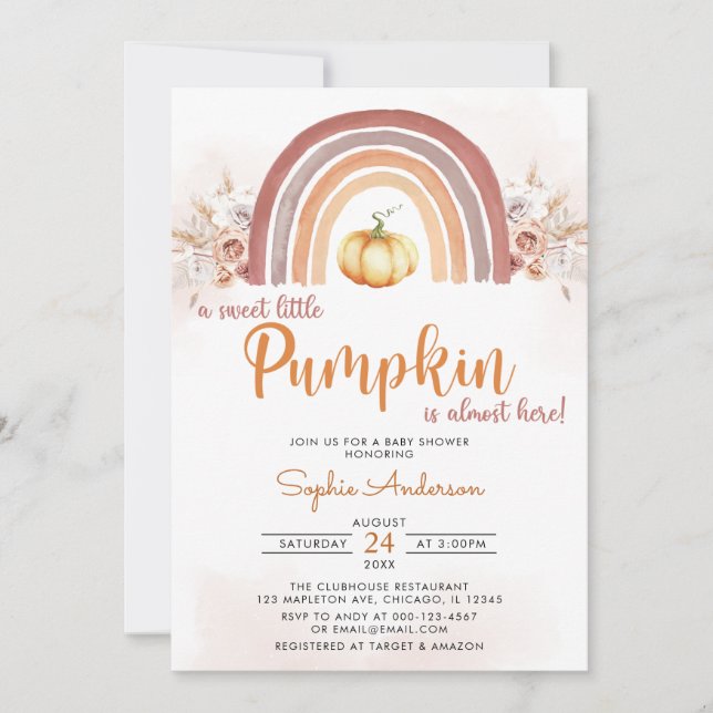 Invitation Rainbow Boho Un Baby shower Automne Un Peu Citroui (Devant)
