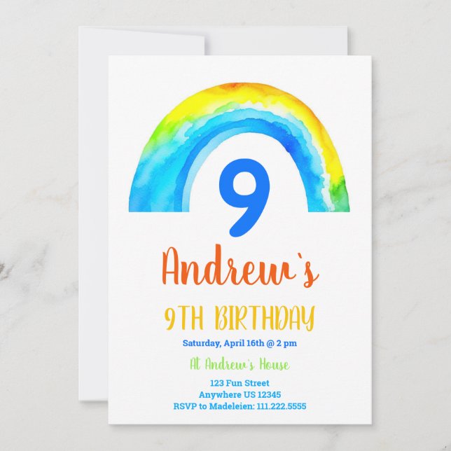 Invitation Rainbow Boys 9e anniversaire (Devant)