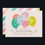 Invitation Rainbow Bright Ballots Anniversaire Fête Blush ros<br><div class="desc">Cette invitation à la fête d'anniversaire moderne et lumineuse présente des lettres sur des ballons colorés avec un effet texturé. Vient avec un motif à bandes correspondant sur le dos. Personnalisez avec les détails de votre événement à l'aide des champs de modèle texte fournis.</div>