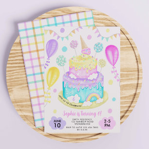 Invitation Rainbow Cake Anniversaire Fête Pour Filles