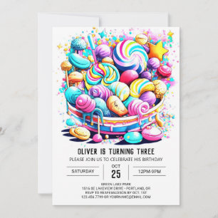 Invitation Rainbow Candy Editable Anniversaire