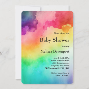 Invitation Rainbow Colours Résumé Baby shower de conception