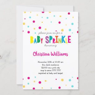 Invitation Rainbow Confetti Colorful Baby Sprinkle Douche