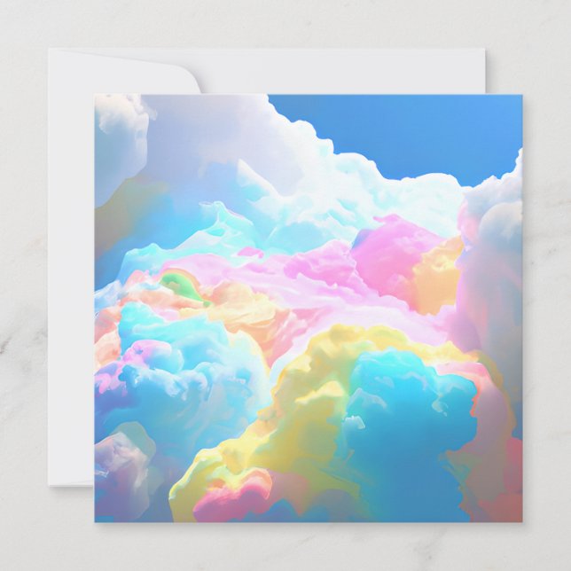Invitation Rainbow coton bonbon nuages classique (Devant)