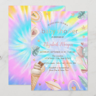 Invitation Rainbow crème glacée Balloons Tie Dye Baby shower