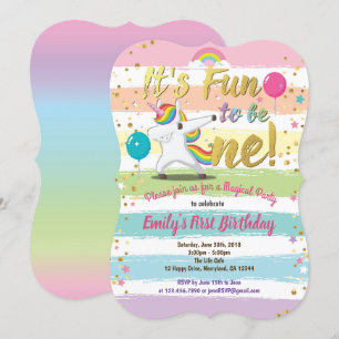 Invitation Rainbow dapping licorne premier anniversaire