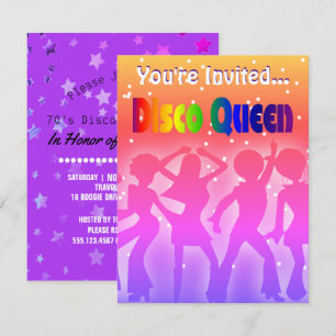 Invitation Rainbow Disco Queen  Étoiles de les années 70 rétr