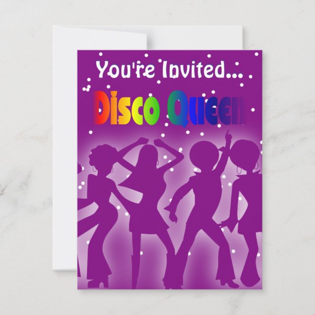 Invitation Rainbow Disco Queen | Retro Dancers Purple (Devant)