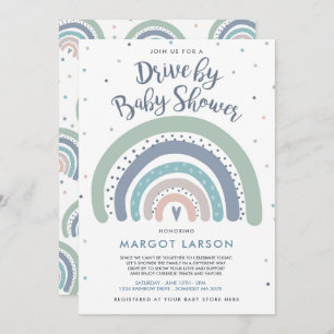 Invitation Rainbow Drive By Baby shower Muet Tones Rainbow