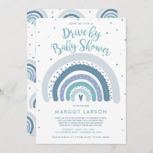 Invitation Rainbow Drive By Baby shower Muet Tones Rainbow