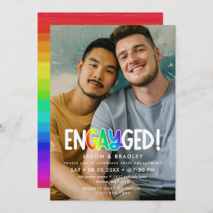 Invitation Rainbow Engayed Big Photo Gay Engagement Party
